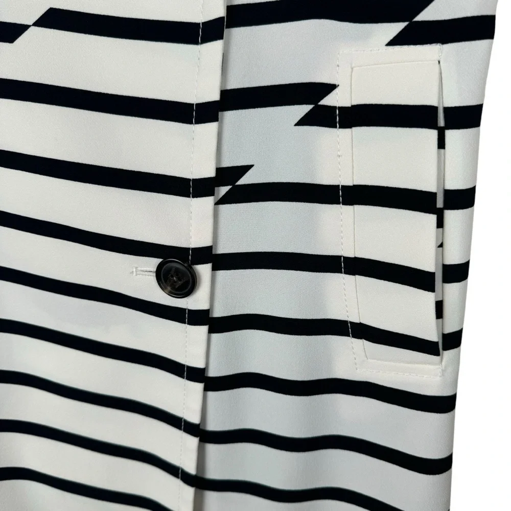Madewell Women’s Parcel Striped Trench Coat Size XS Crepe White Black Collared - Picture 10 of 13
